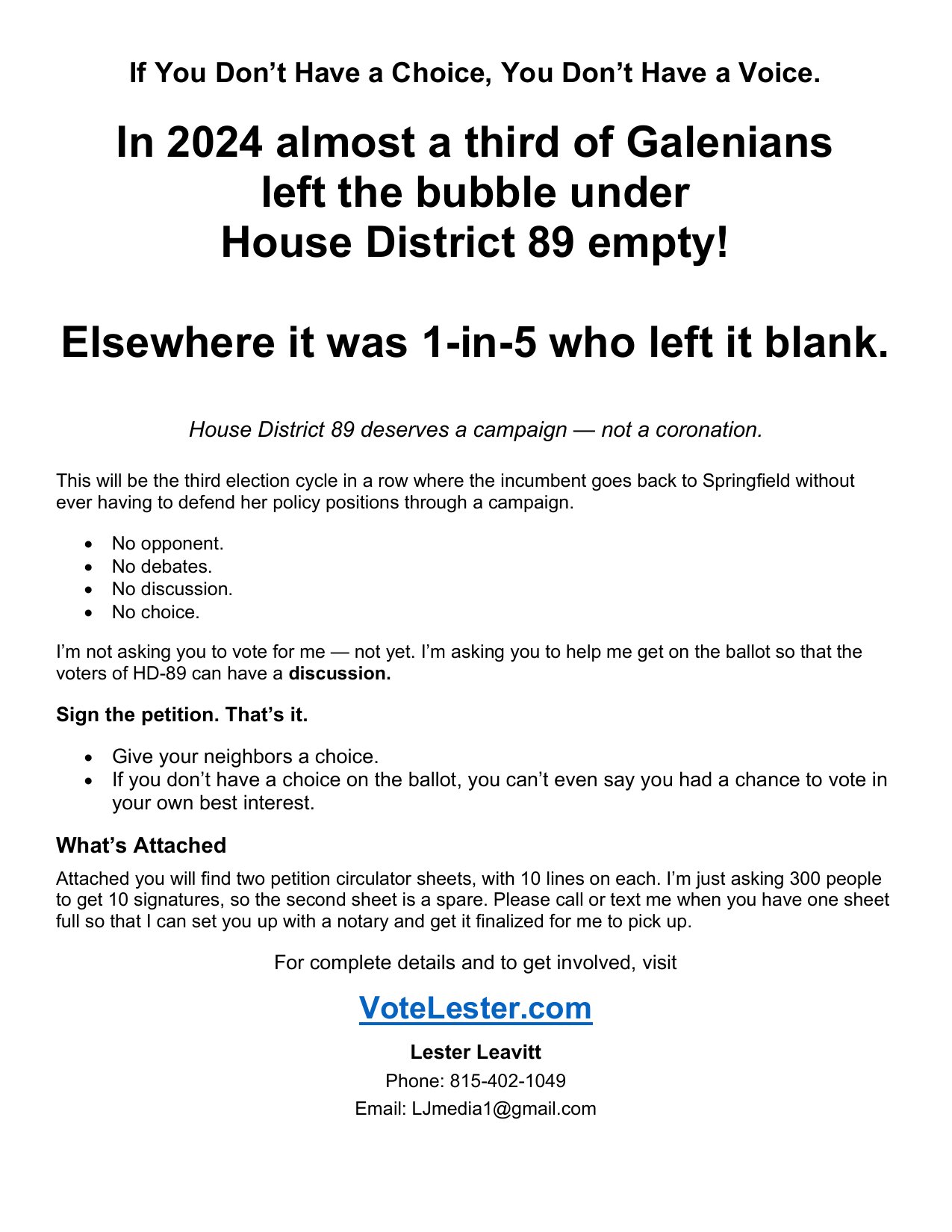 Petition cover letter